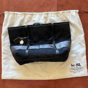 Small Coach tote style 11098 in black/gray with silver